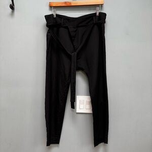 Nili Lotan Linen Blend Dropped Crotch Slouchy Pants in Black 2